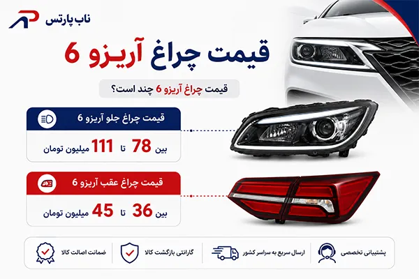 قیمت چراغ آریزو ۶ در بازار چند است؟