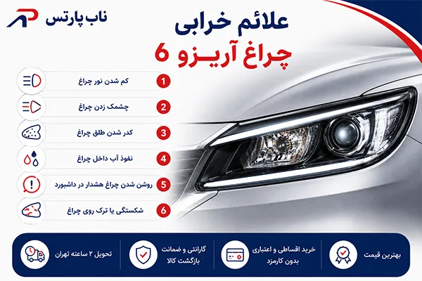 چه زمانی باید چراغ آریزو ۶ را عوض کنیم؟ (علائم خرابی چراغ آریزو ۶)
