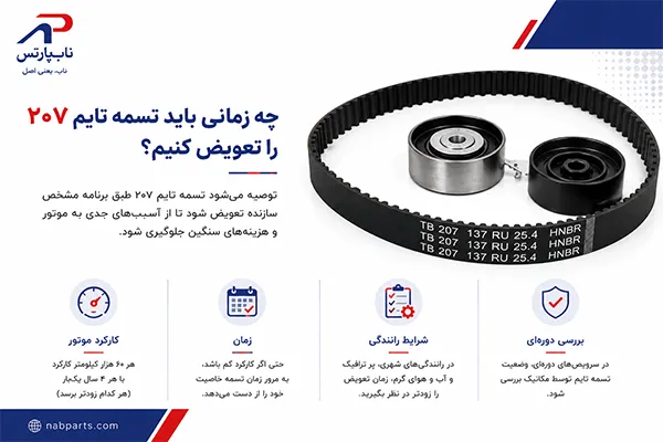 چه زمانی باید تسمه تایم ۲۰۷ را تعویض کنیم؟